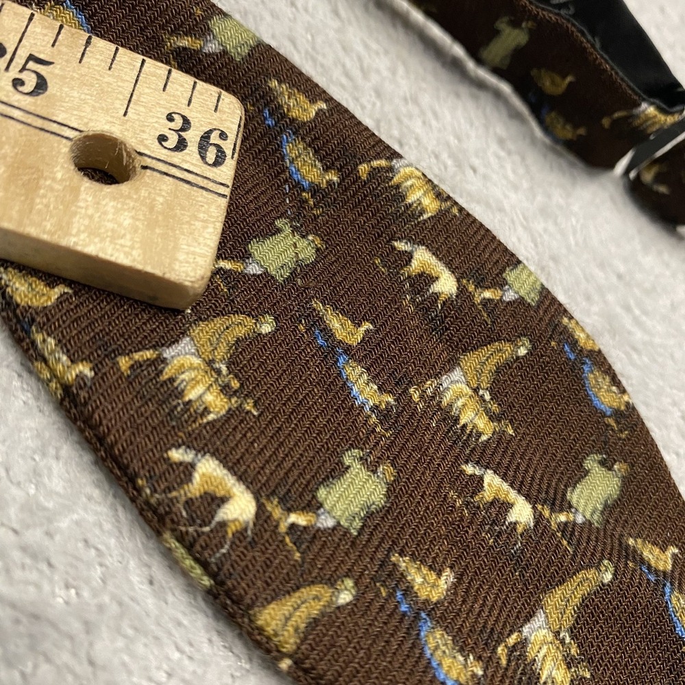 Vintage Paul Stuart Bowtie Wool Hunting Dog Print Handmade Spain - Picture 5 of 8